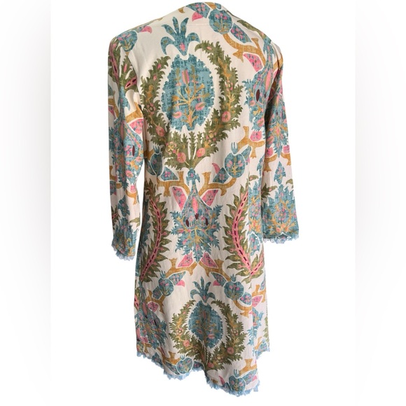 Spartina 449 Coastal Print Dress Medium Peruvian Cotton Boho Beach Resort Dress - Picture 4 of 11